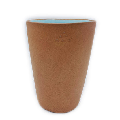 Terracotta & Blue Glaze Handmade Ceramic Tumbler