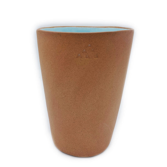 Terracotta & Blue Glaze Handmade Ceramic Tumbler
