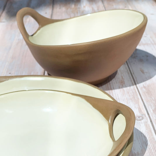 Terracotta & Pale Yellow Glaze Handmade Ceramic Makis Bowl 