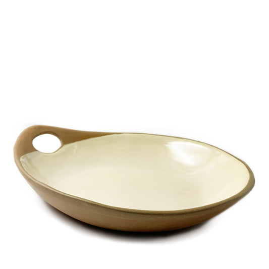 Terracotta & Pale Yellow Handmade Ceramic Makis Meze Medium Dish