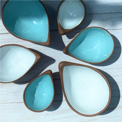 Handmade Terracotta & Blue Greek Ceramic Nest of 3 Bowls