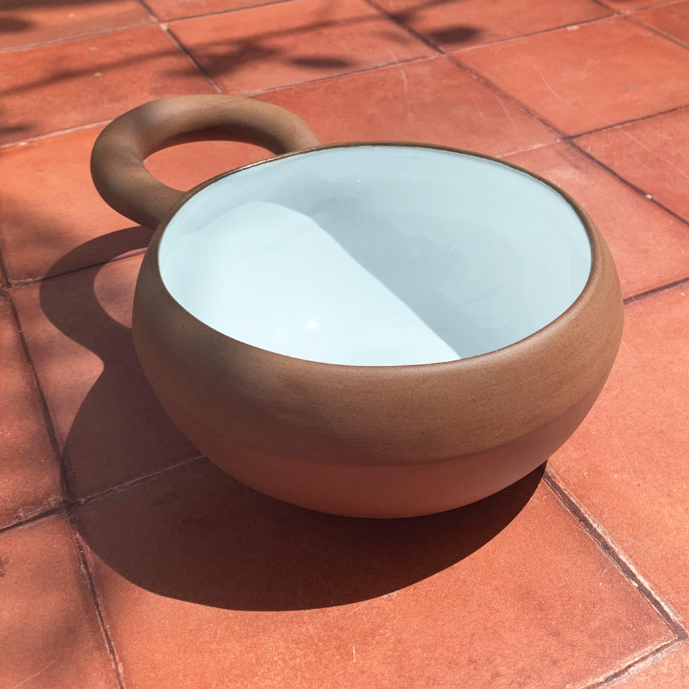 Handmade Terracotta & White Greek Soup Bowl