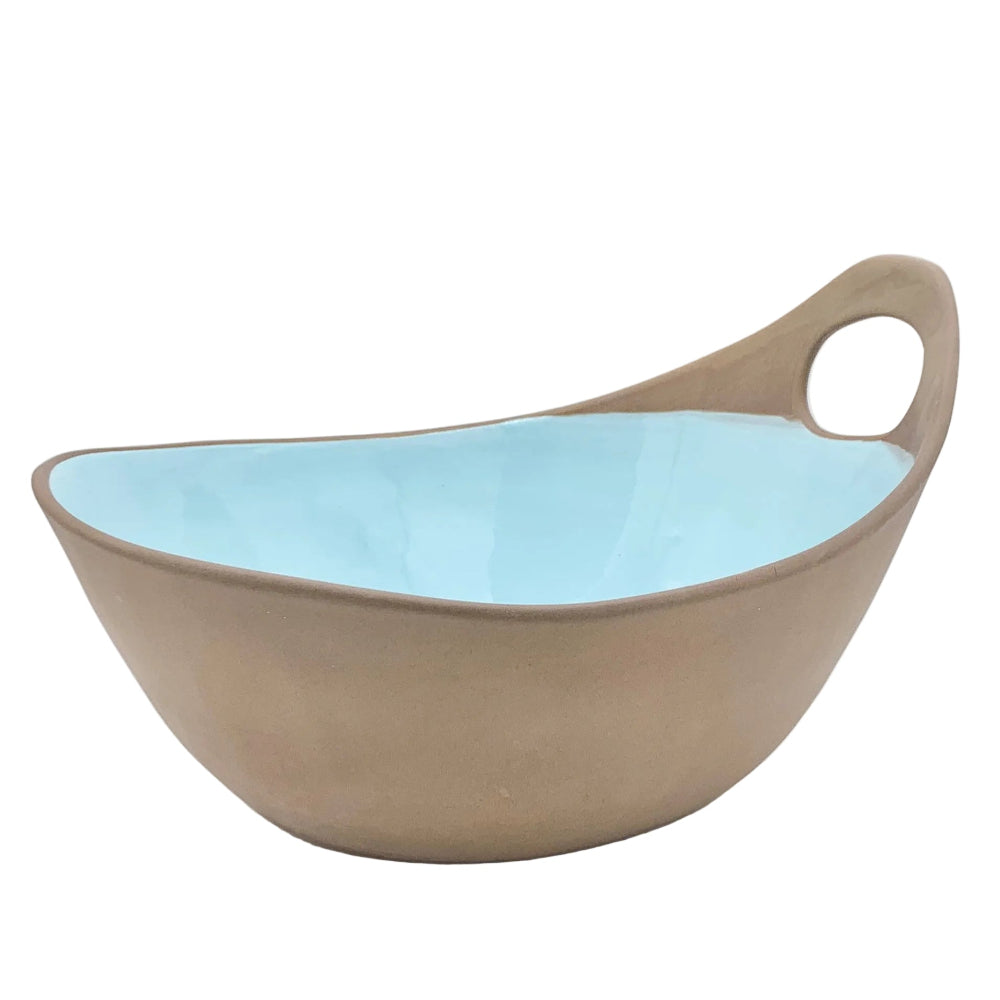 Terracotta & Blue Large Boat Salad Bowl