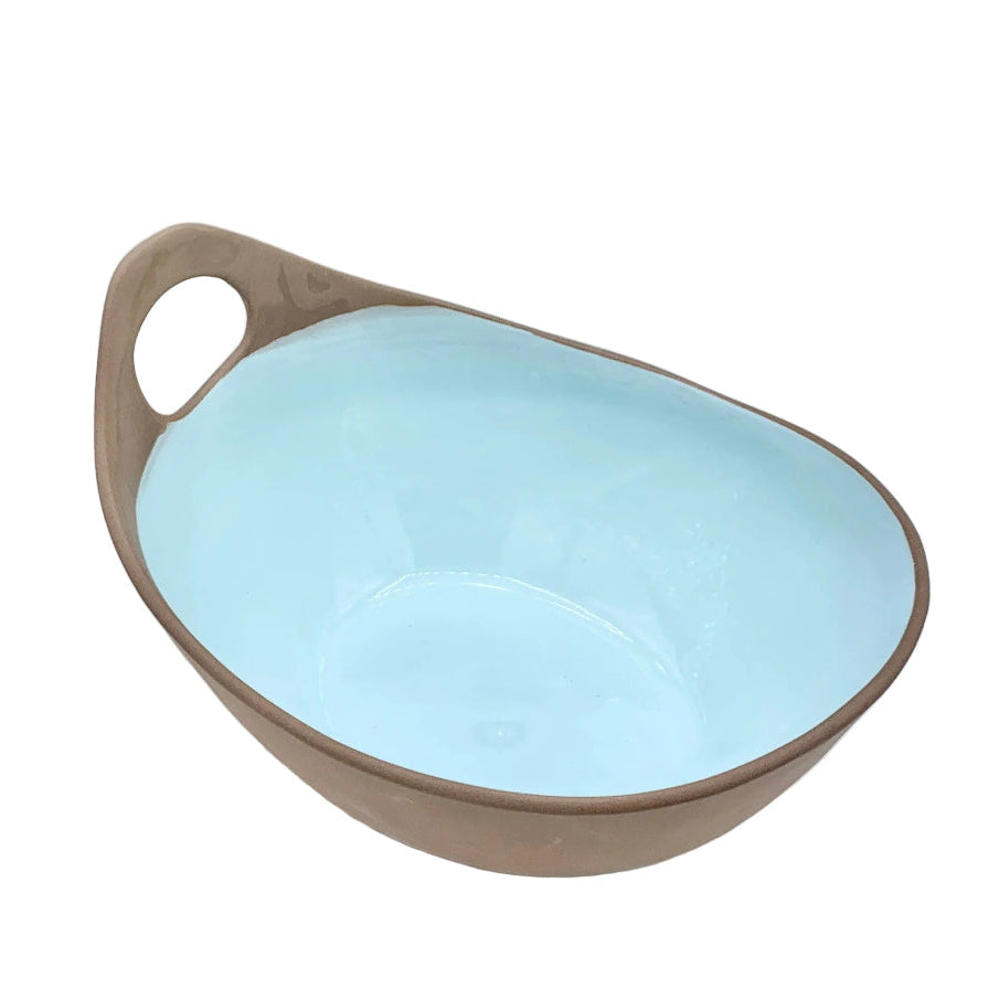 Terracotta & Blue Large Boat Salad Bowl