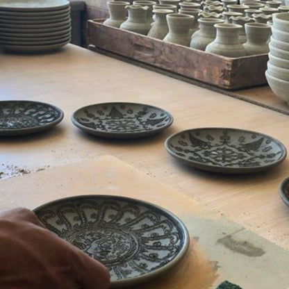 Handmade Ceramic Serving Plate Midnight Rays