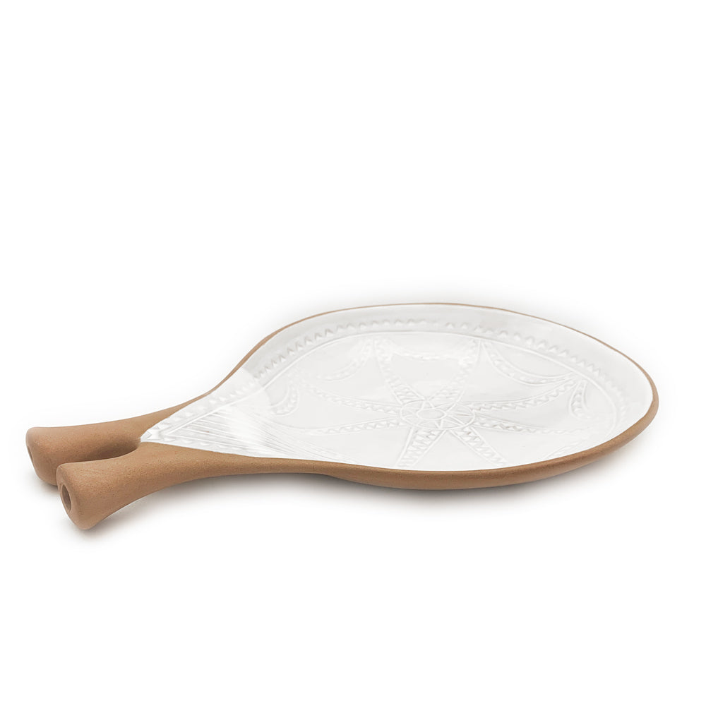 Handmade Terracotta & White Rustic Greek Theodore Serving Plate