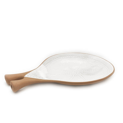 Handmade Terracotta & White Rustic Greek Theodore Serving Plate