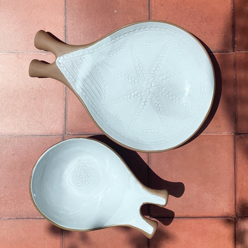 Handmade Terracotta & White Rustic Greek Theodore Serving Bowl