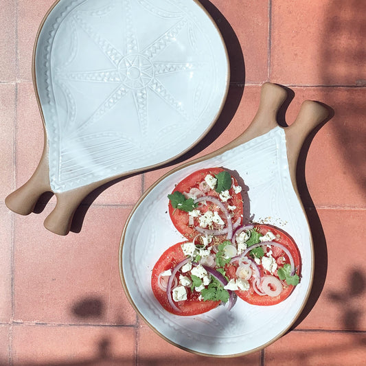 Handmade Terracotta & White Rustic Greek Theodore Serving Plate