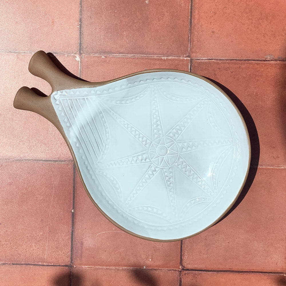Handmade Terracotta & White Rustic Greek Theodore Serving Plate