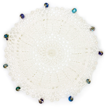 Spiral Crocheted White Cotton Jug & Plate Cover