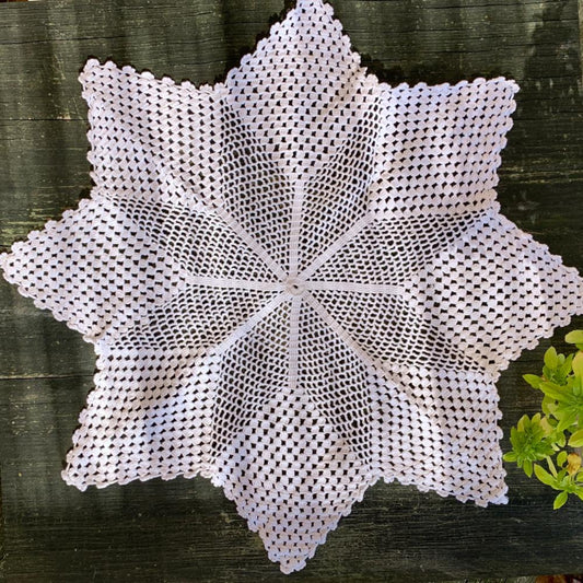 White Handmade Crochet Star Table Mat