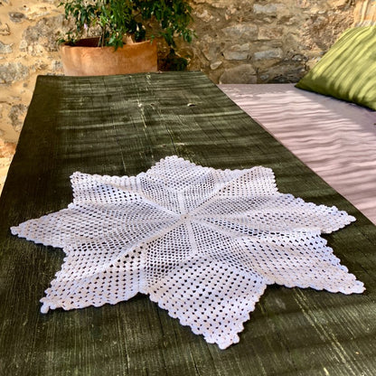 White Handmade Crochet Star Table Mat