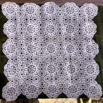 White Hand Crochet Large Square Table Mat