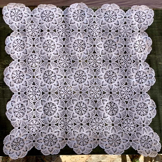 White Hand Crochet Large Square Table Mat