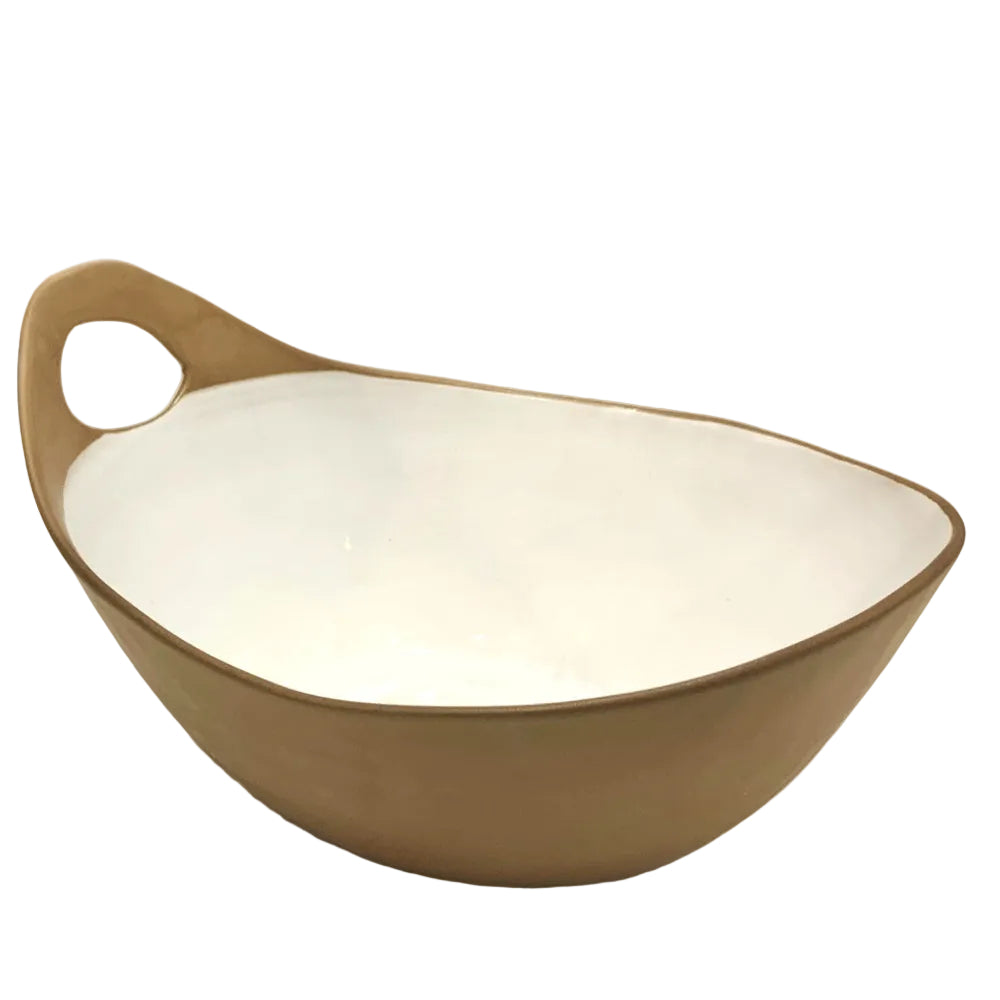Terracotta and white large boat bowl