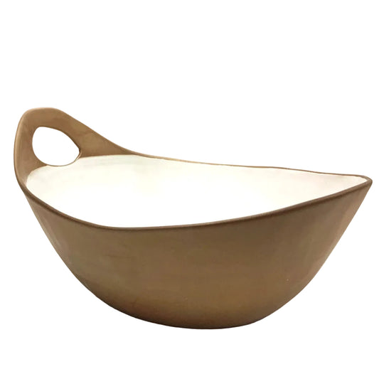 Terracotta and white large boat bowl