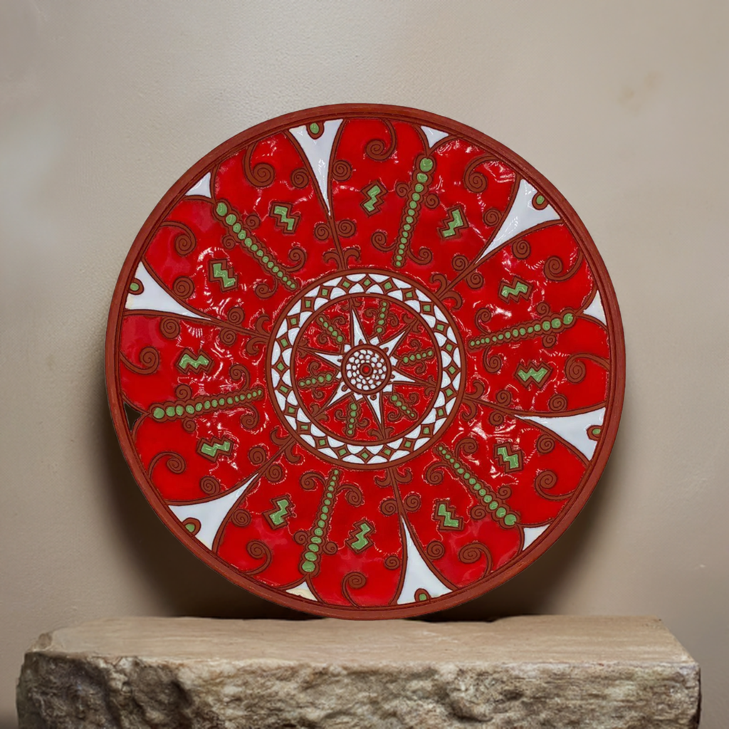 Handmade Ceramic Serving Plate White Centre Star