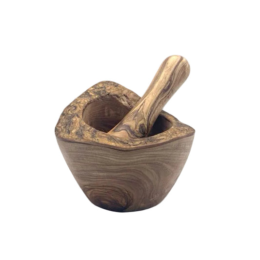 olive wood pestle and mortar