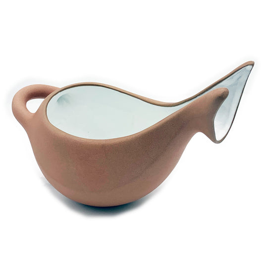 Terracotta & White Glaze Ceramic Makis Salad Dressing Pourer & Gravy Boat