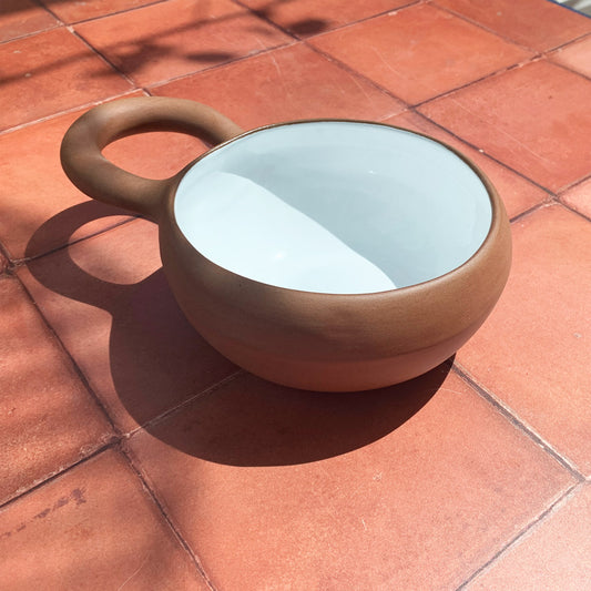 Handmade Terracotta & White Greek Soup Bowl