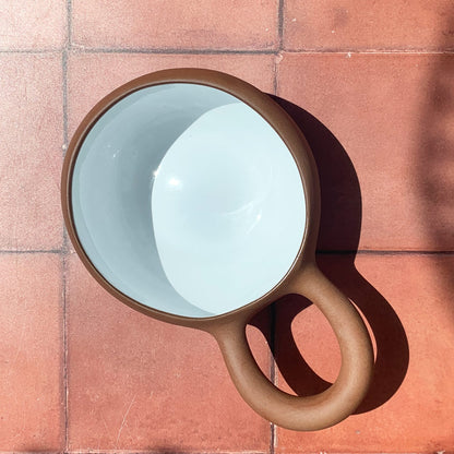 Handmade Terracotta & White Greek Soup Bowl