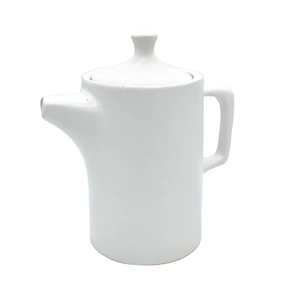 White handmade ceramic teapot