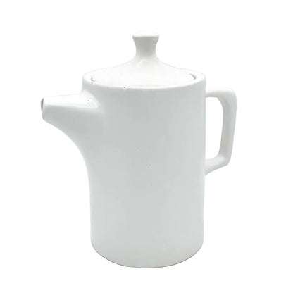 White handmade ceramic teapot