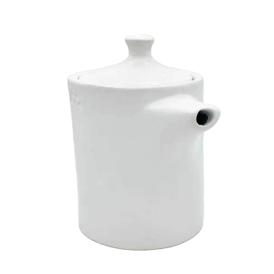 White handmade ceramic teapot