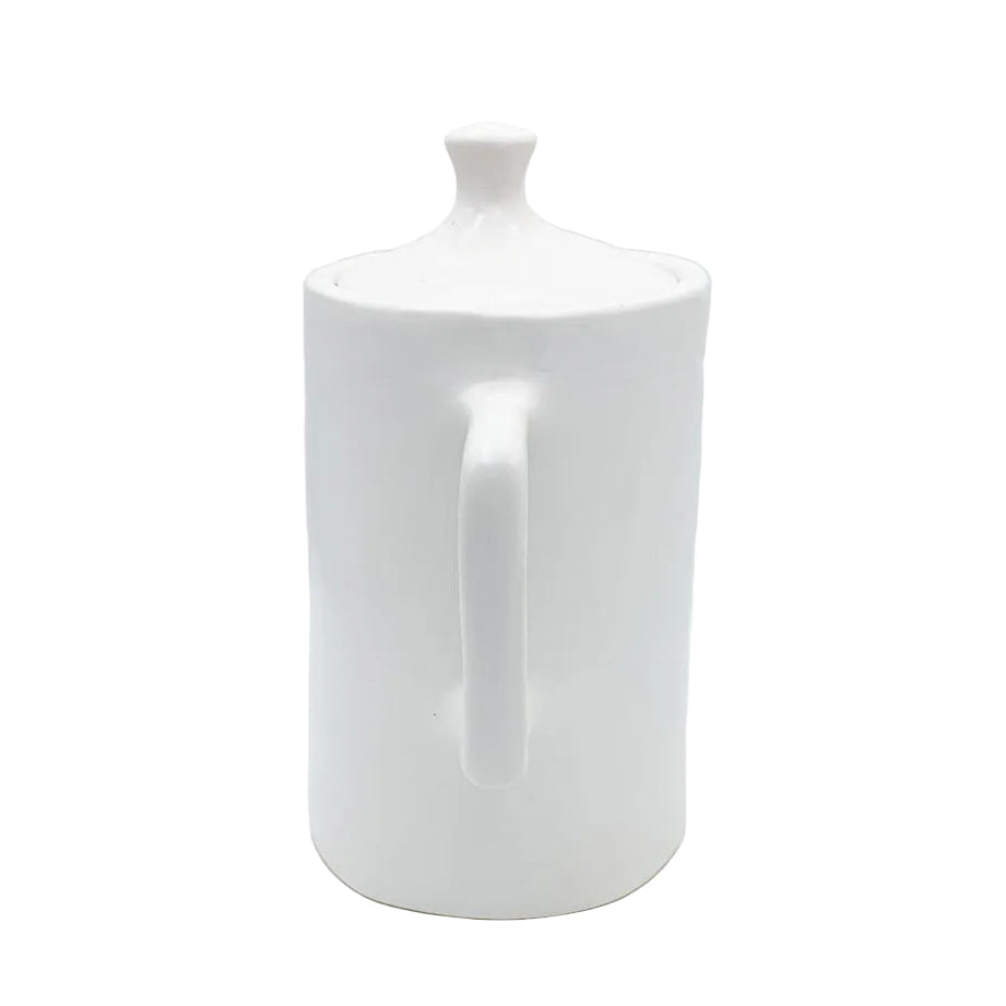 White handmade ceramic teapot