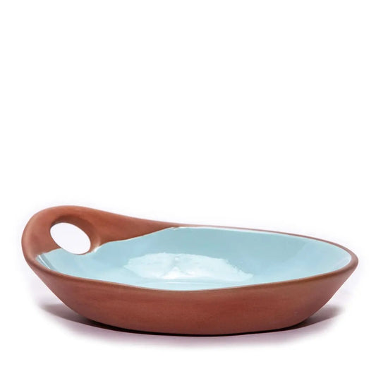 Makis Terracotta & Blue Glazed Ceramic Meze Medium Dish