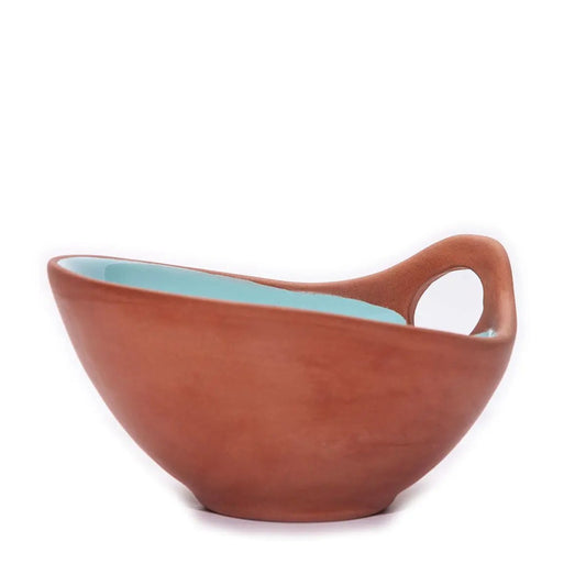 Makis Terracotta & Blue Glazed Ceramic Meze Bowl